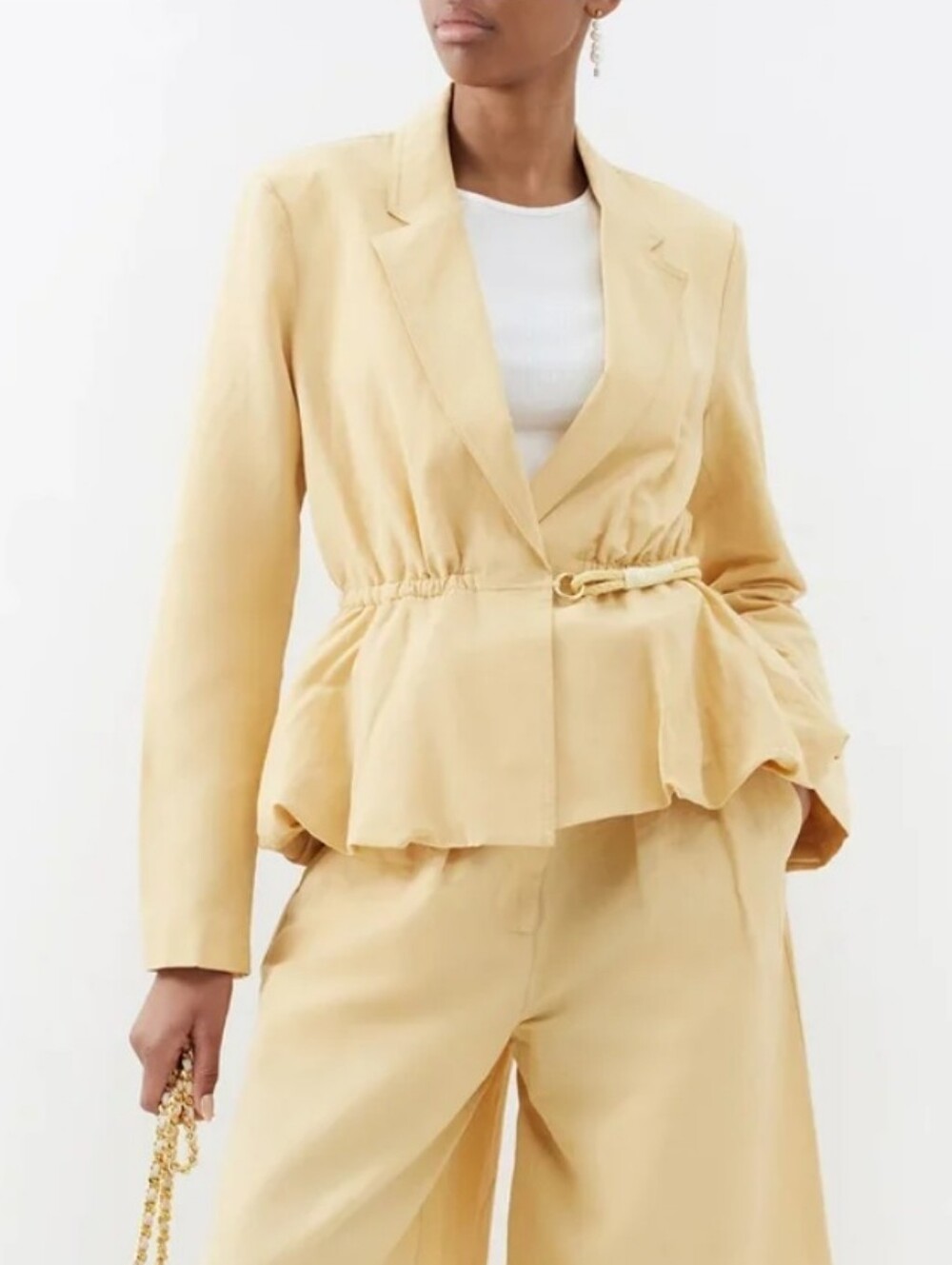 NWT Ulla Johnson Talie Women's Linen Silk Blend Blazer Dune Yellow Small